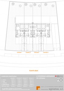 Plano de la planta baja de la promocion de adosados en Lezama